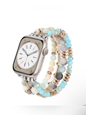 Amazonite mint blue - Beaded ,Stretch Bracelet Band for Apple Watch- chose SIZE